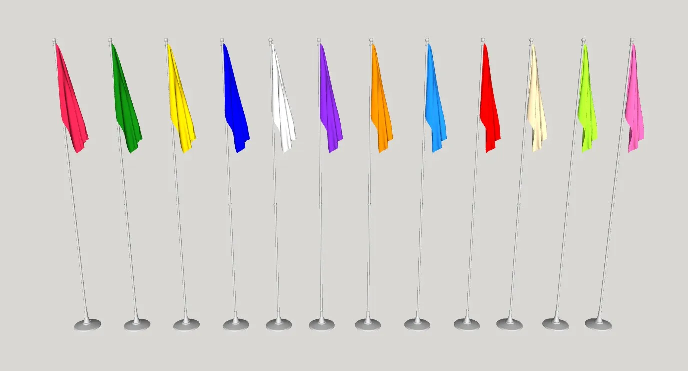 广场旗帜企业旗装饰旗杆SU模型 SU模型免费下载_sketchup模型