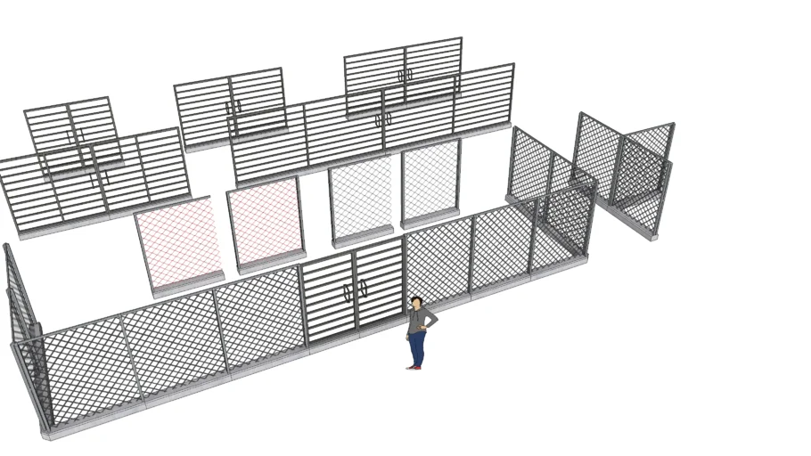 多款式铁丝围栏组合SU模型 SU模型免费下载_sketchup模型