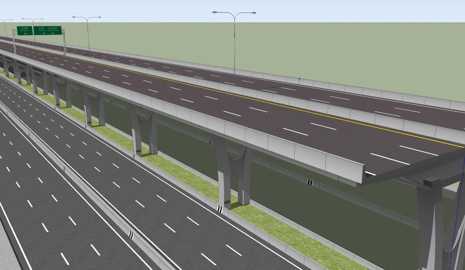 双层公路高架桥SU模型 SU模型免费下载_sketchup模型