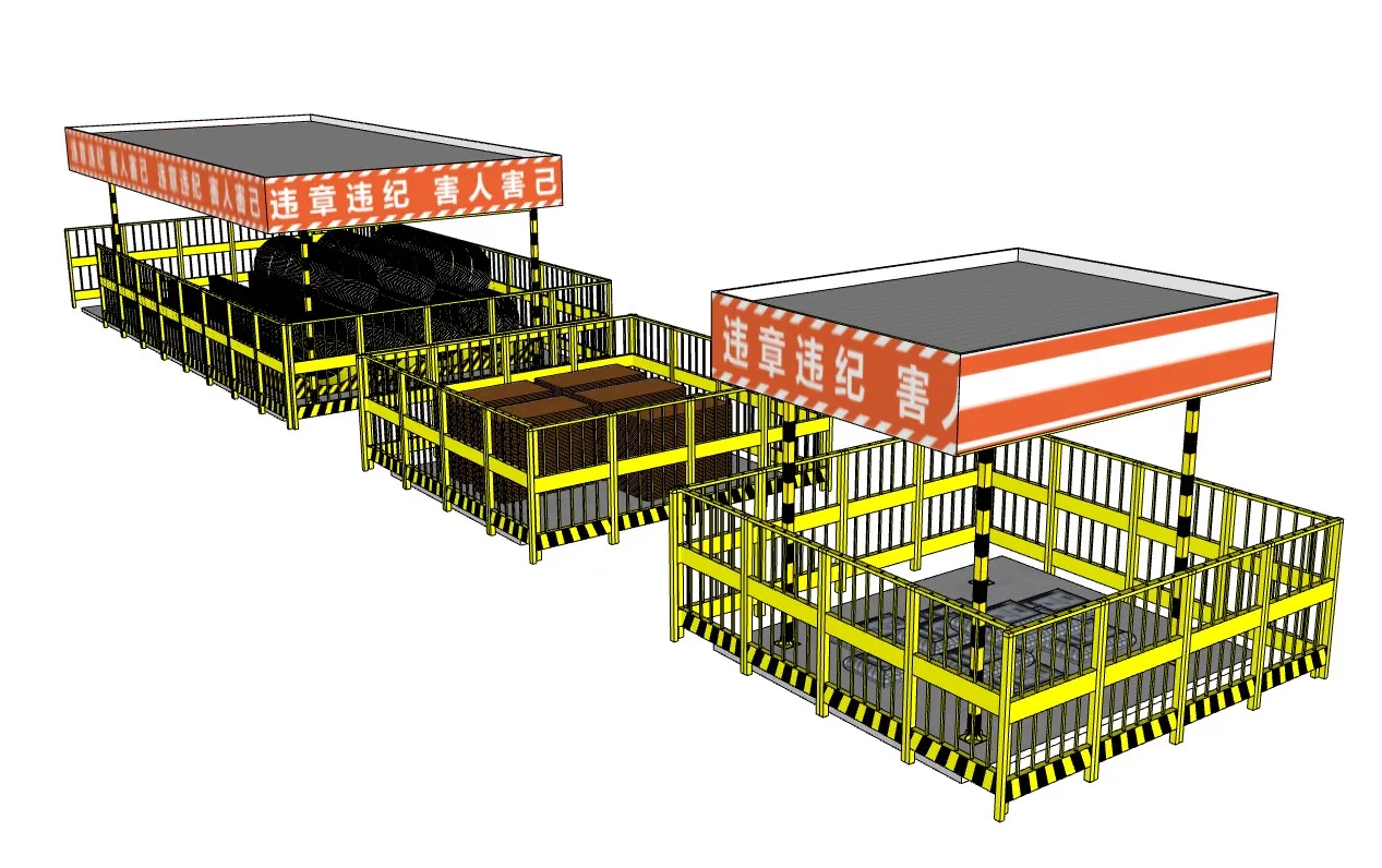 工地钢筋加工棚防护栏堆棚SU模型 SU模型免费下载_sketchup模型