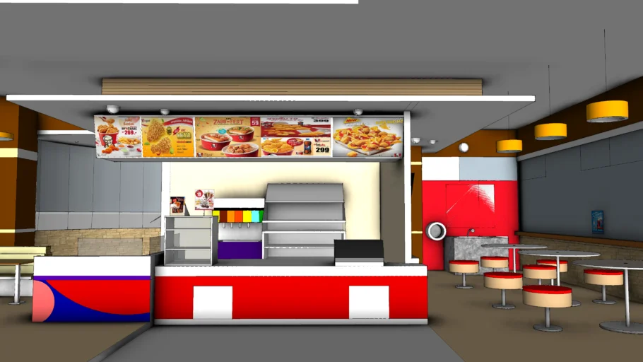 肯德基室内品牌空间SU模型 SU模型免费下载_sketchup模型