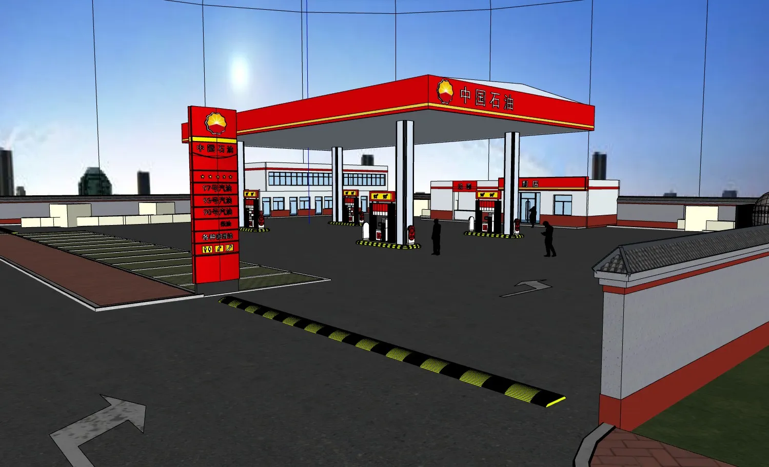 服务区加油站SU模型 SU模型免费下载_sketchup模型