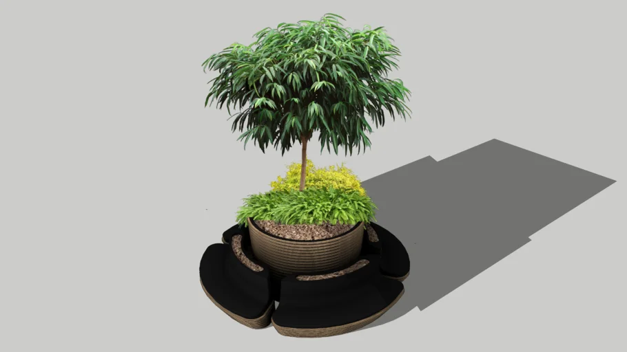 围树座椅景观树池SU模型 SU模型免费下载_sketchup模型