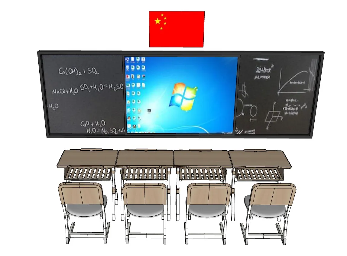 现代版教室黑板和课桌SU模型 SU模型免费下载_sketchup模型