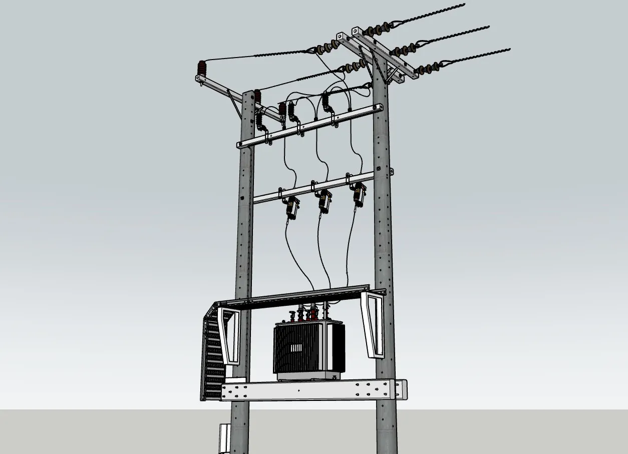 台架式配电变压器SU模型 SU模型免费下载_sketchup模型