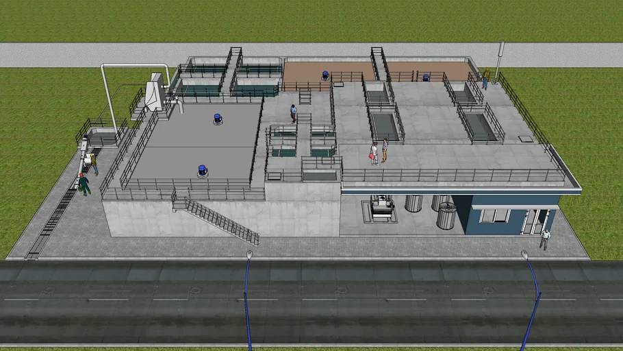 小型污水处理厂SU模型 SU模型免费下载_sketchup模型