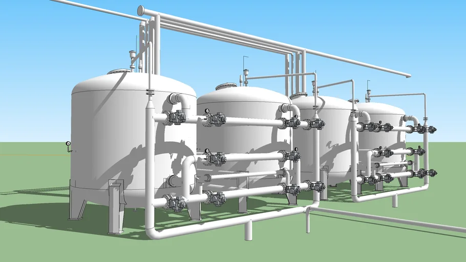 多介质过滤罐组SU模型 SU模型免费下载_sketchup模型