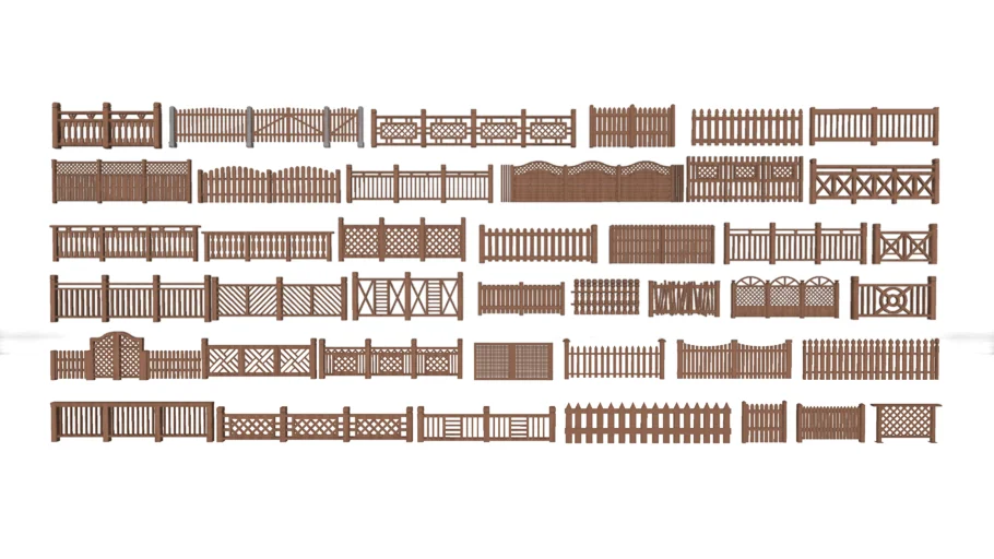 多款式木栅栏护栏篱笆SU模型 SU模型免费下载_sketchup模型