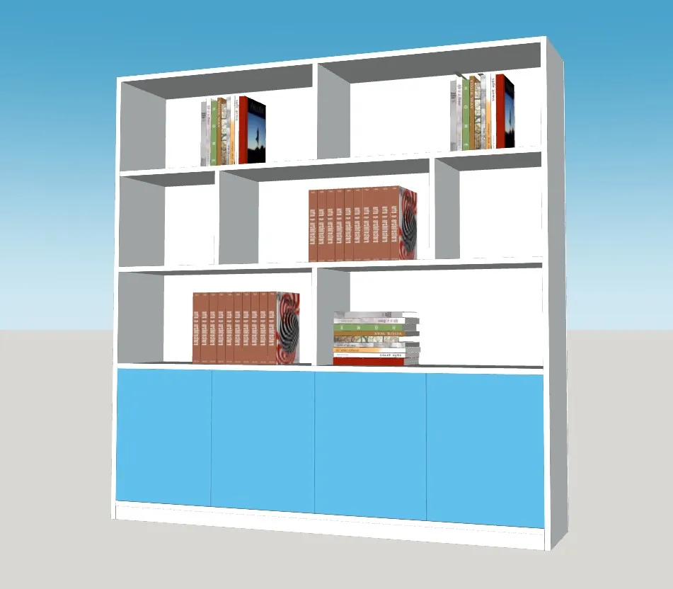 带柜门书籍书架SU模型 SU模型免费下载_sketchup模型