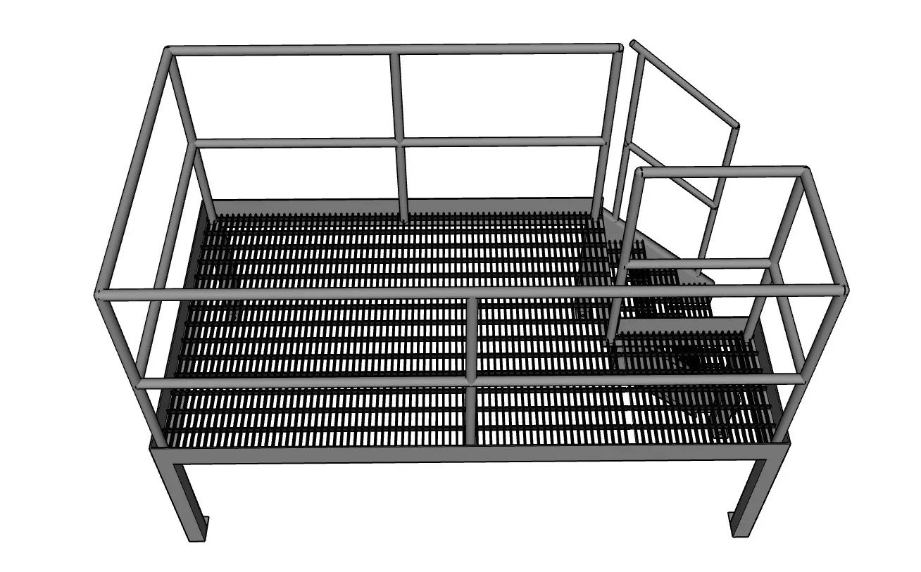 工业钢格板操作平台仓库平台SU模型 SU模型免费下载_sketchup模型