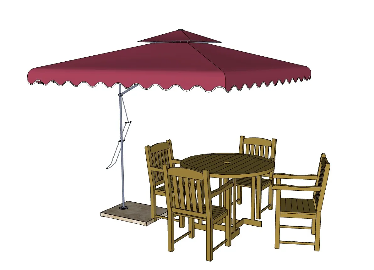 户外遮阳伞桌椅组合（太阳伞）SU模型 SU模型免费下载_sketchup模型
