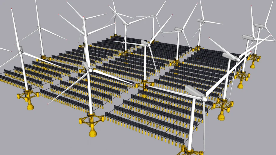 风力发电和太阳能板SU模型 SU模型免费下载_sketchup模型