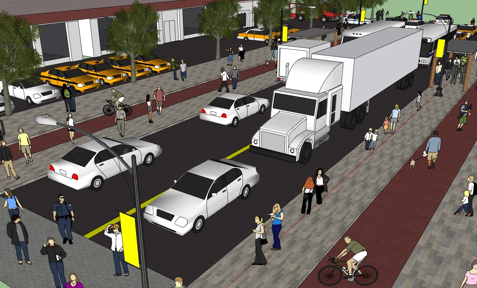 城市街道交通场景SU模型 SU模型免费下载_sketchup模型