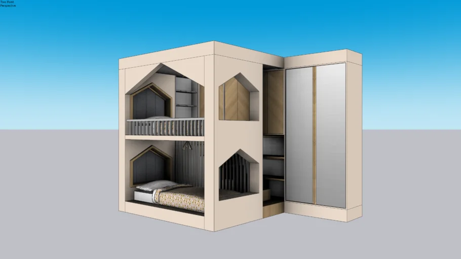 高低铺上下床双层床上下铺SU模型 SU模型免费下载_sketchup模型