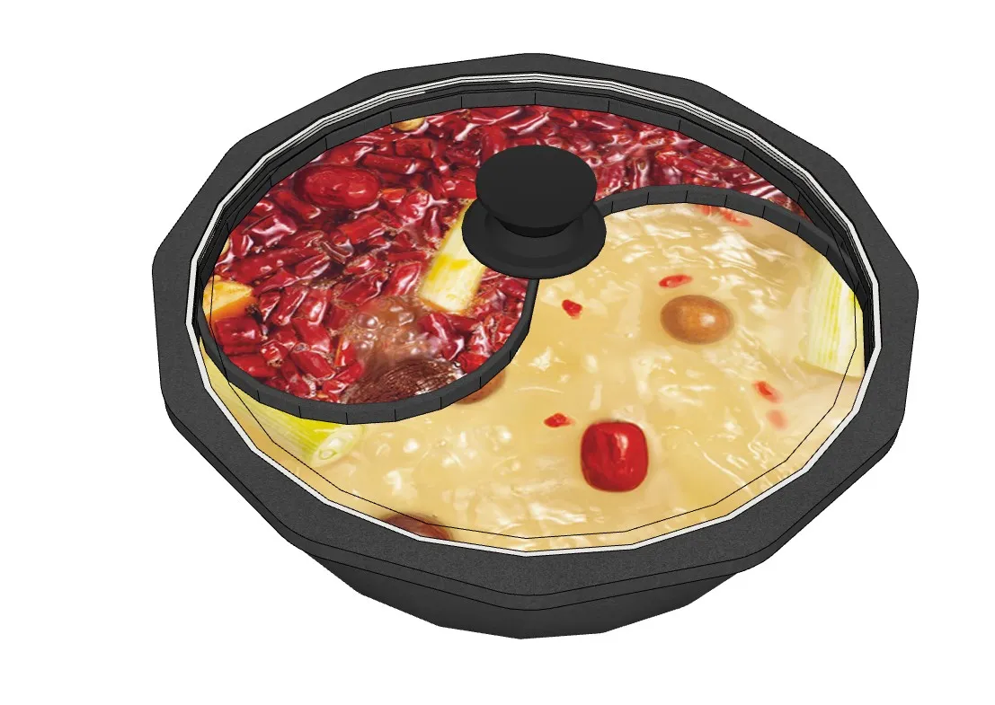 中式鸳鸯锅火锅SU模型 SU模型免费下载_sketchup模型