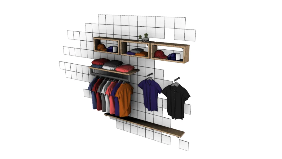 男装陈列柜服装展示柜SU模型 SU模型免费下载_sketchup模型
