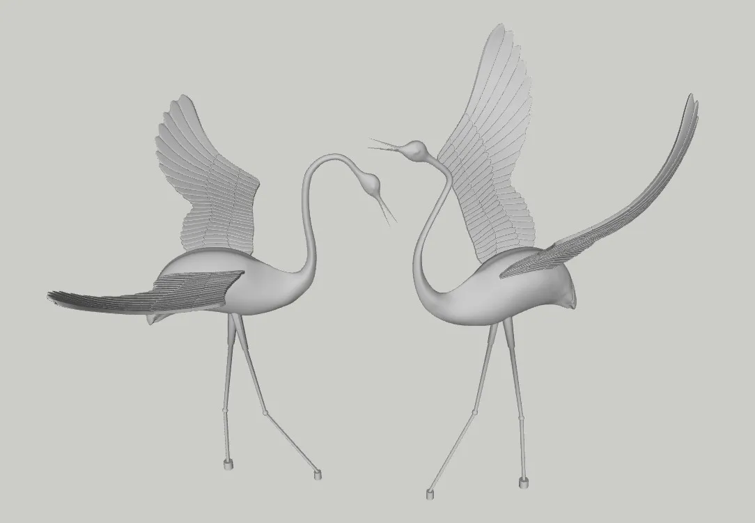 丹顶鹤飞鹤仙鹤雕塑SU模型 SU模型免费下载_sketchup模型