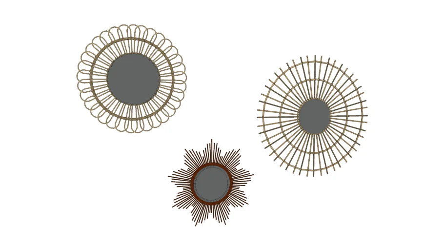 藤编装饰镜组合SU模型 SU模型免费下载_sketchup模型