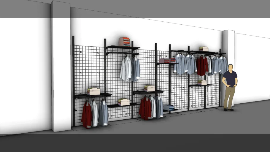 网片服装展示柜货架SU模型 SU模型免费下载_sketchup模型