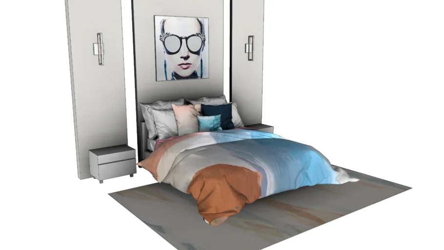 现代轻奢卧室床SU模型 SU模型免费下载_sketchup模型