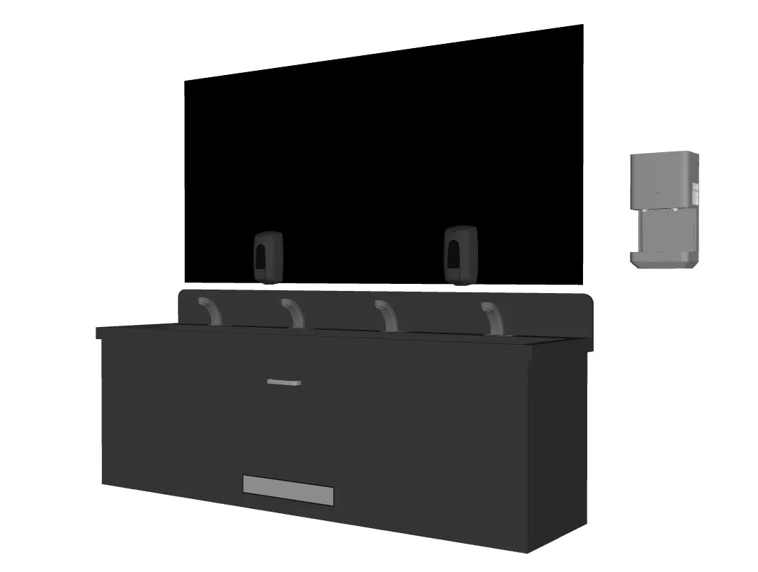 公共洗手台烘手机组合SU模型 SU模型免费下载_sketchup模型
