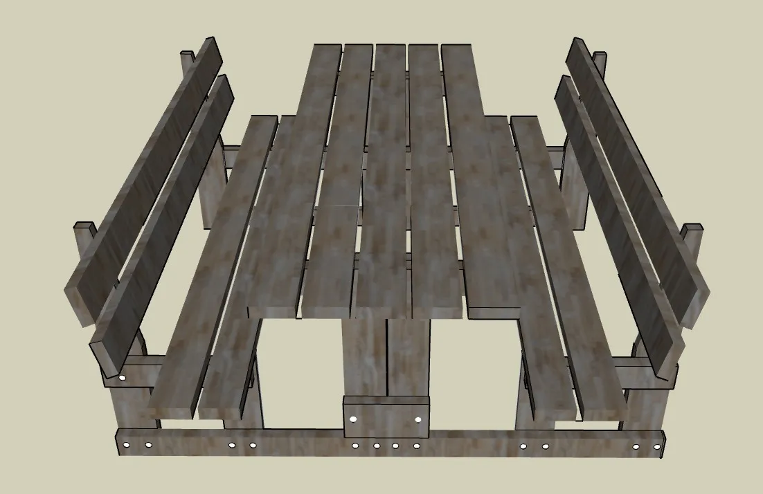 实木连体桌椅SU模型 SU模型免费下载_sketchup模型