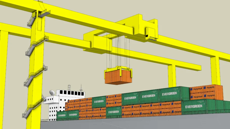 港口集装箱龙门吊起重机SU模型 SU模型免费下载_sketchup模型
