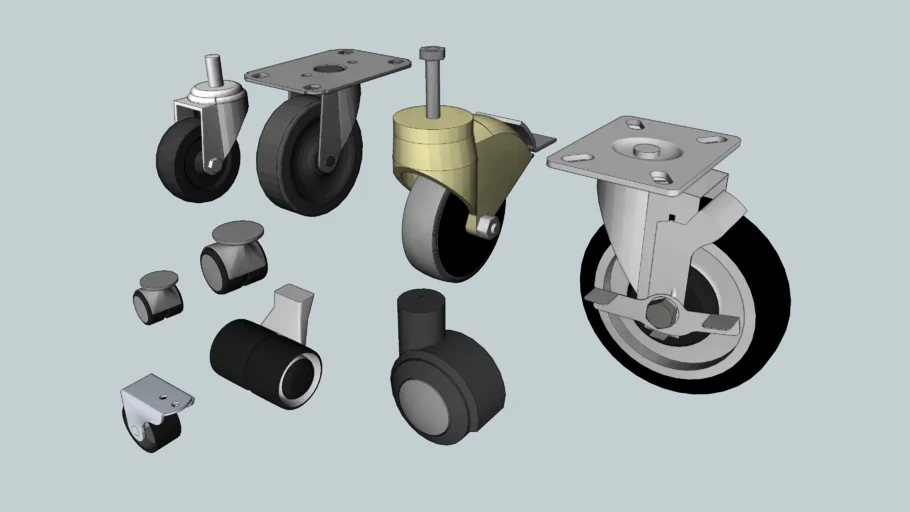 工业万向轮组件SU模型 SU模型免费下载_sketchup模型