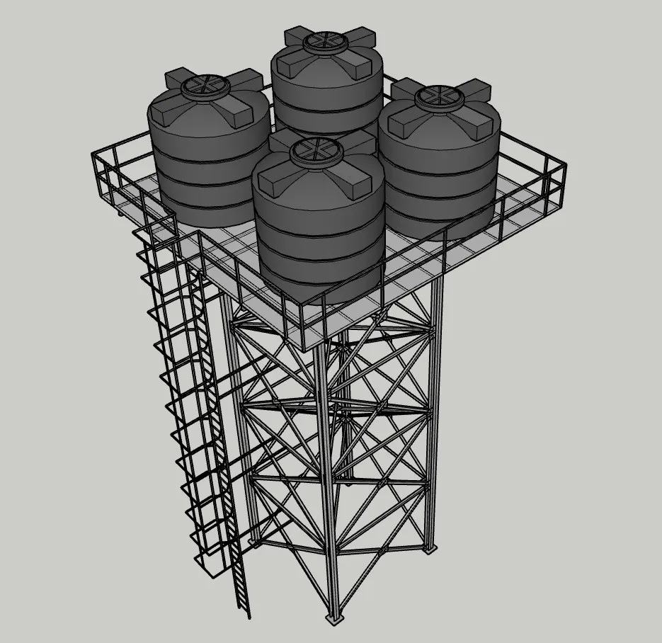 四罐高位水塔SU模型 SU模型免费下载_sketchup模型