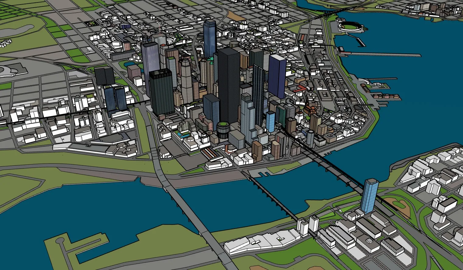 龙城大厦城市建筑SU模型 SU模型免费下载_sketchup模型