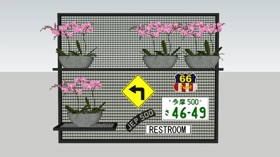 工业风花艺墙饰SU模型 SU模型免费下载_sketchup模型