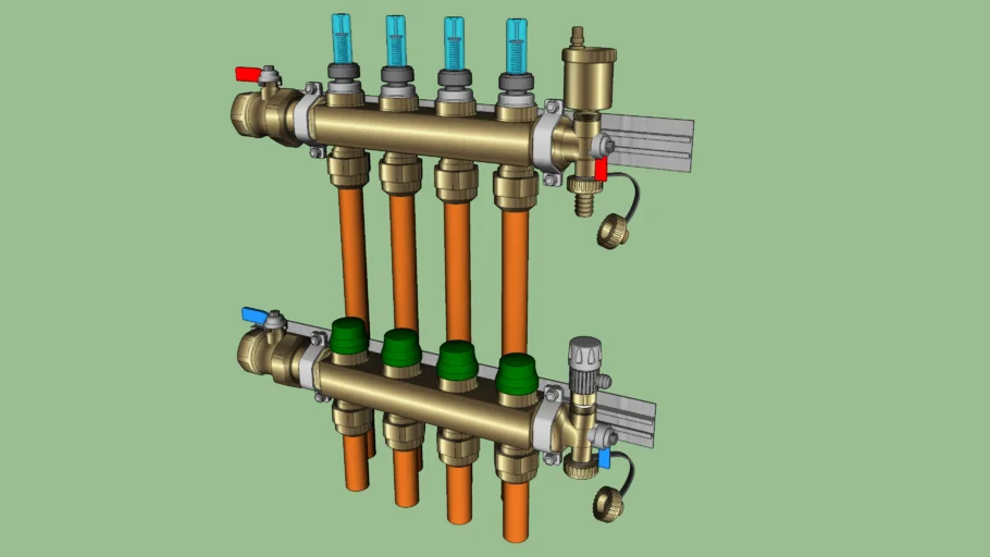 地暖分水器SU模型 SU模型免费下载_sketchup模型