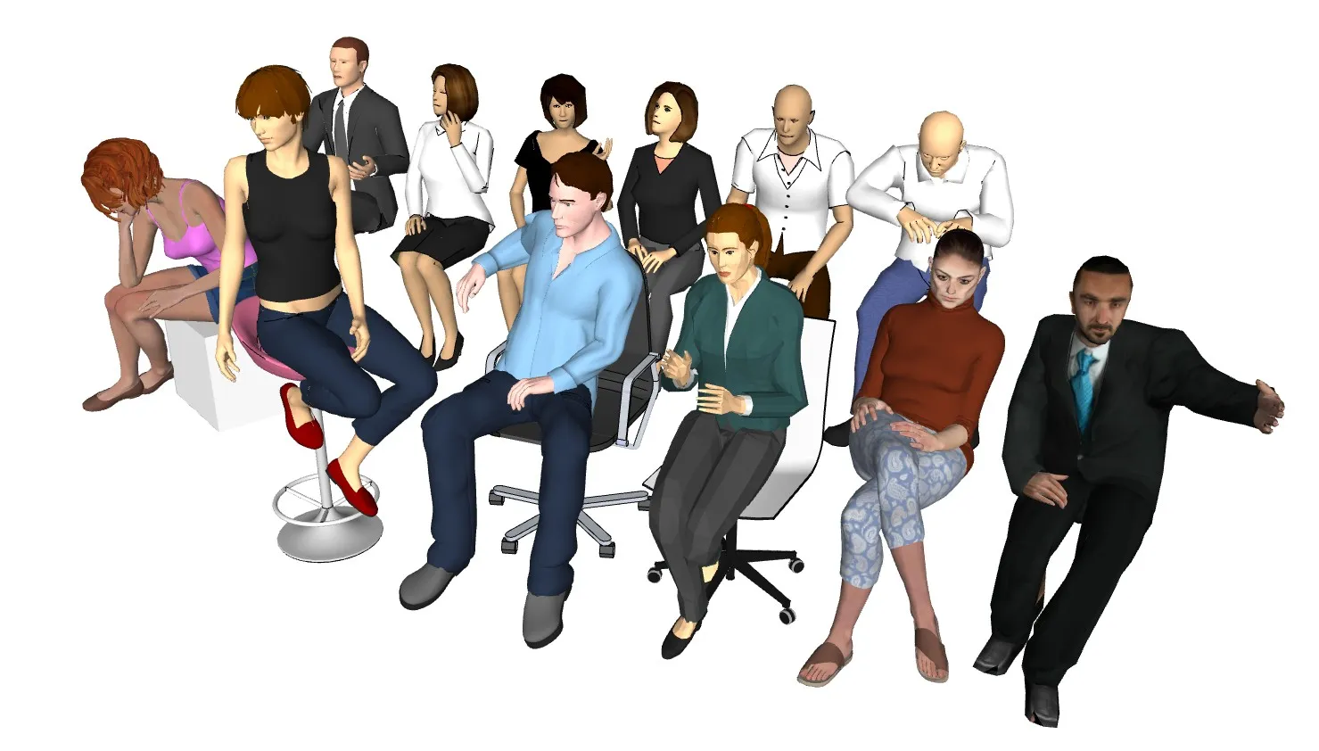 商务坐着的人物SU模型 SU模型免费下载_sketchup模型