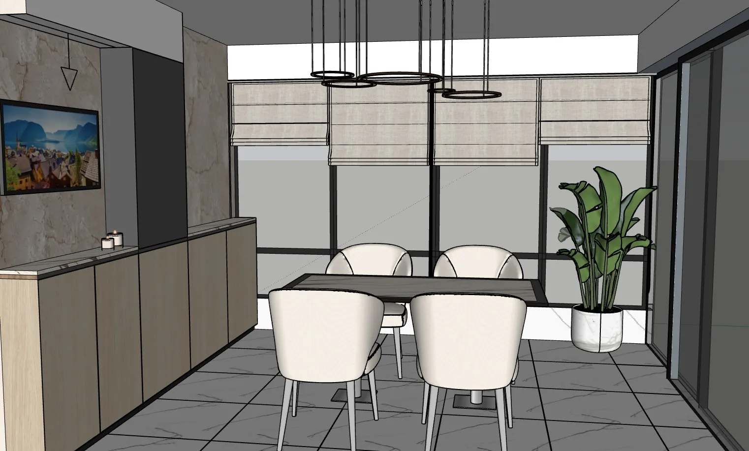 现代简约餐厅SU模型 SU模型免费下载_sketchup模型