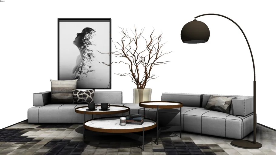 客厅沙发茶几组合SU模型 SU模型免费下载_sketchup模型