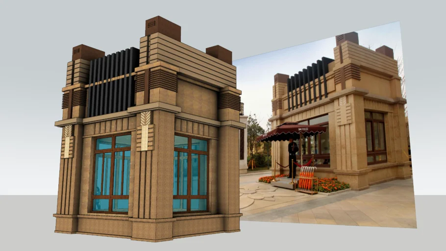 欧式门卫室岗亭SU模型 SU模型免费下载_sketchup模型