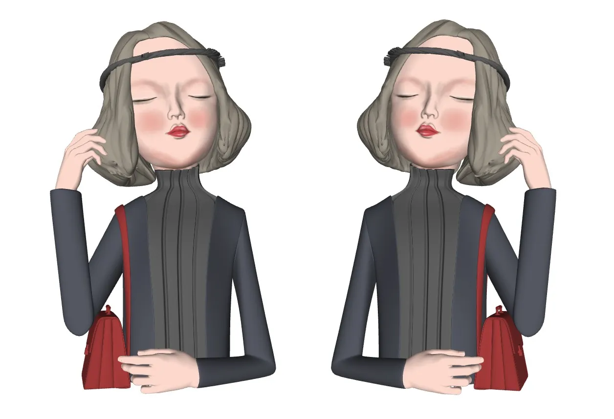 左右女孩摆件SU模型 SU模型免费下载_sketchup模型