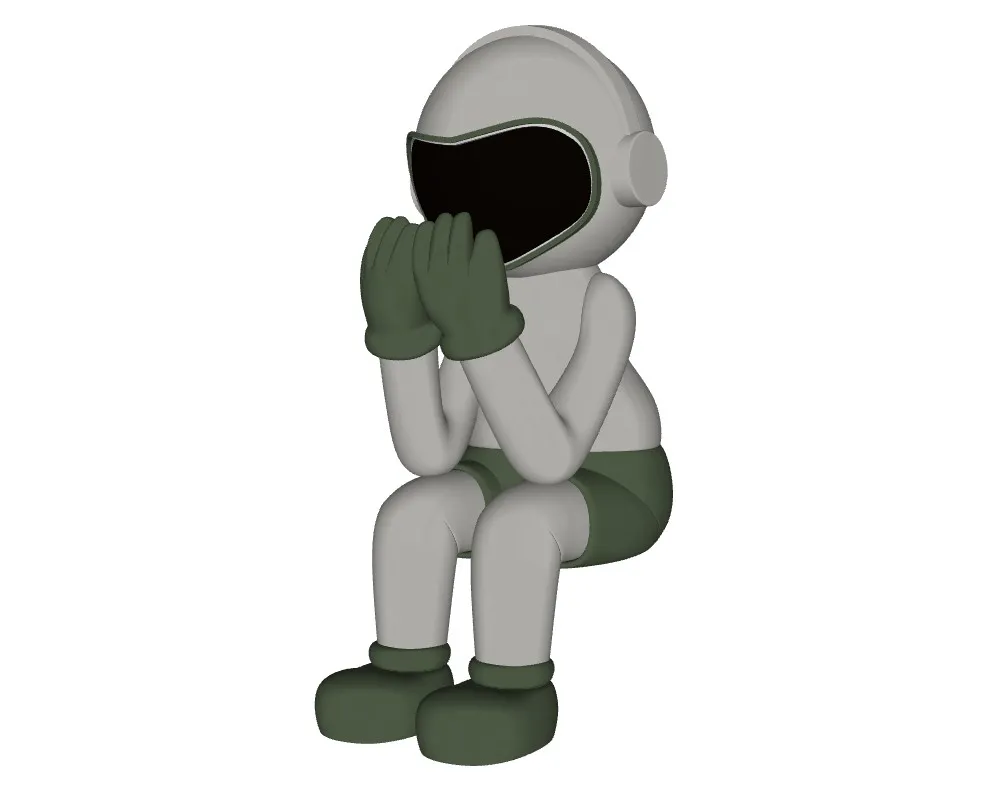 坐着的潮玩太空人SU模型 SU模型免费下载_sketchup模型