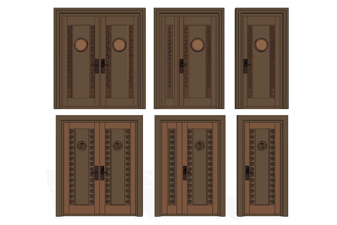 新中式铜门室内门入户门SU模型 SU模型免费下载_sketchup模型