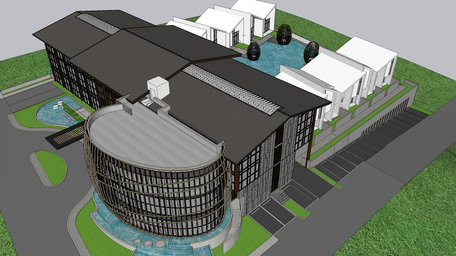 海边度假酒店SU模型 SU模型免费下载_sketchup模型