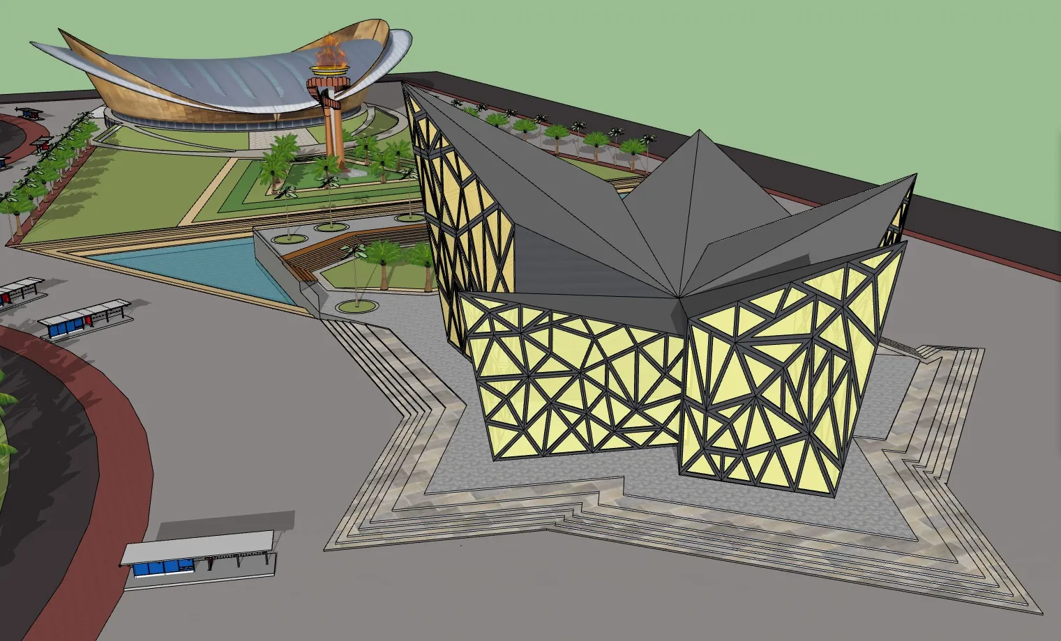 异形水晶造型剧院SU模型 SU模型免费下载_sketchup模型