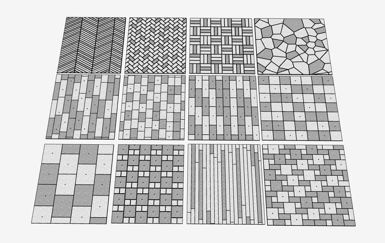 多样式青砖石铺地SU模型 SU模型免费下载_sketchup模型