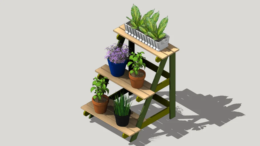 阶梯式花架室外植物SU模型 SU模型免费下载_sketchup模型