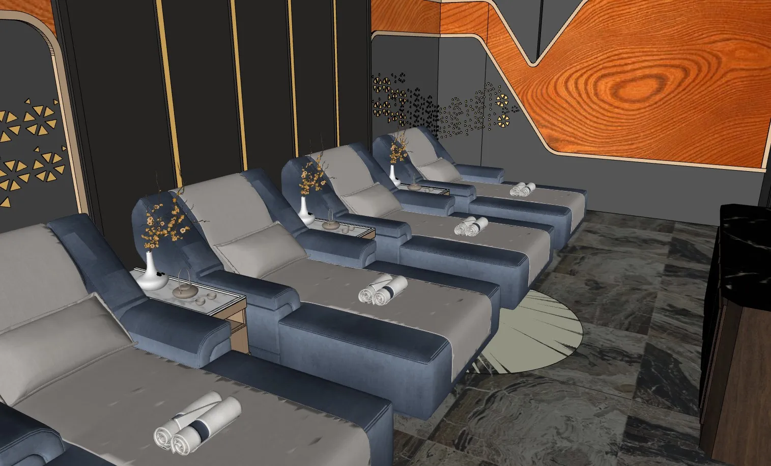 轻奢风足浴SPA包厢SU模型 SU模型免费下载_sketchup模型