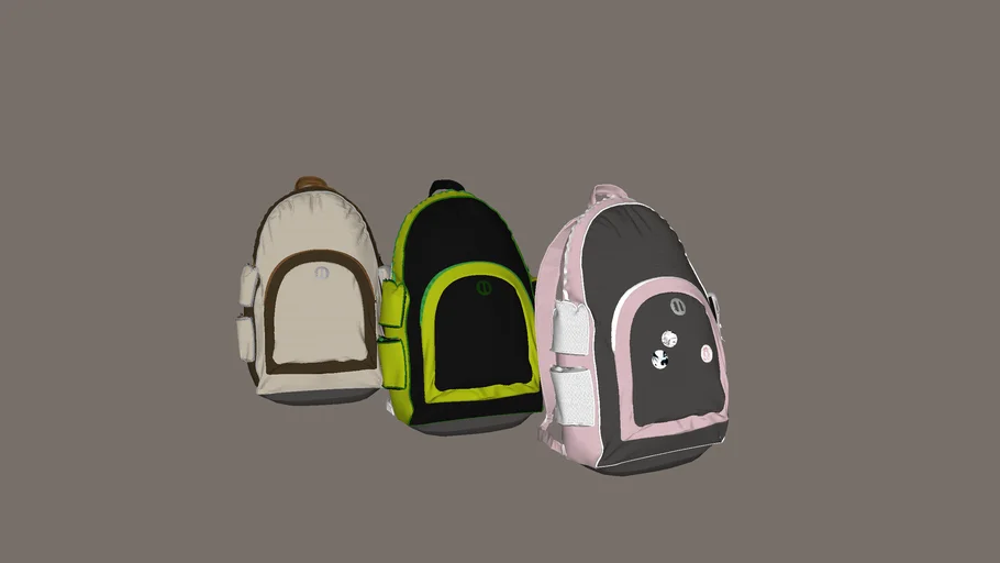 三款配色学生书包SU模型 SU模型免费下载_sketchup模型