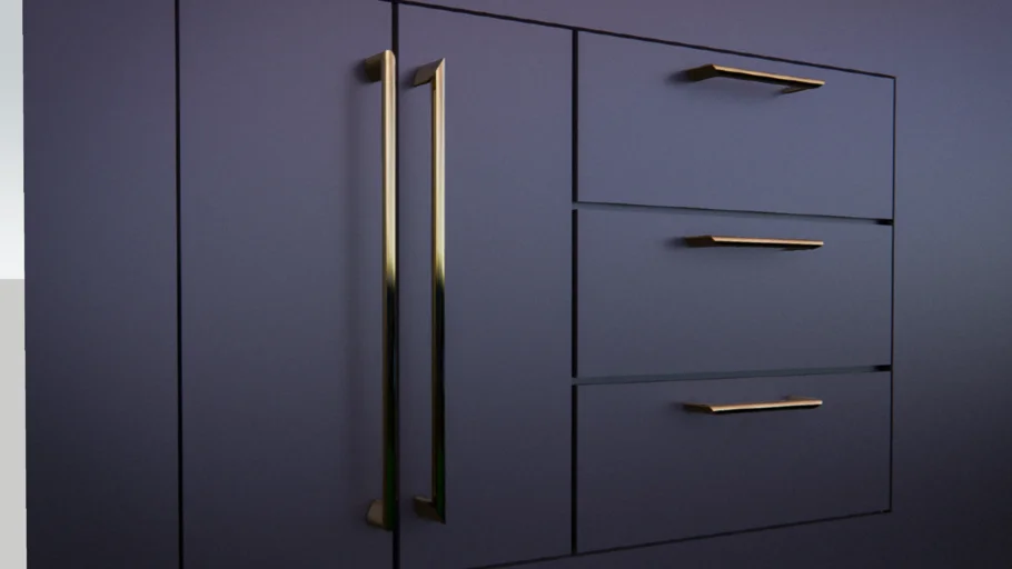 轻奢金色柜门拉手SU模型 SU模型免费下载_sketchup模型