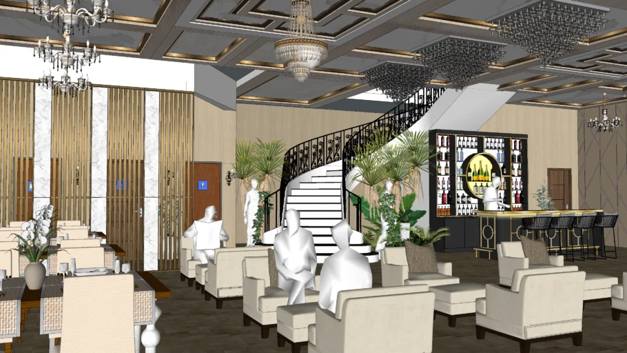 酒店大厅休息室SU模型 SU模型免费下载_sketchup模型