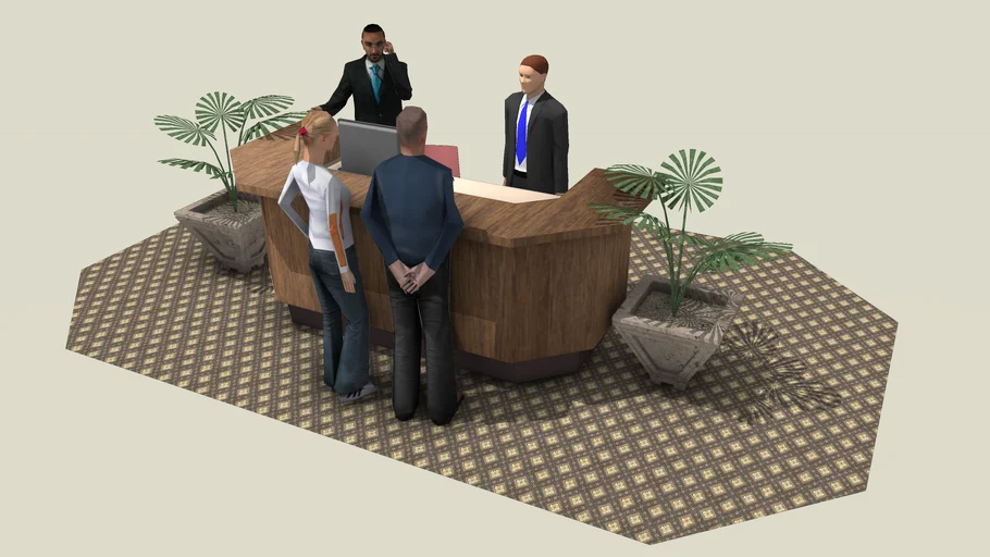 木质弧形接待前台SU模型 SU模型免费下载_sketchup模型