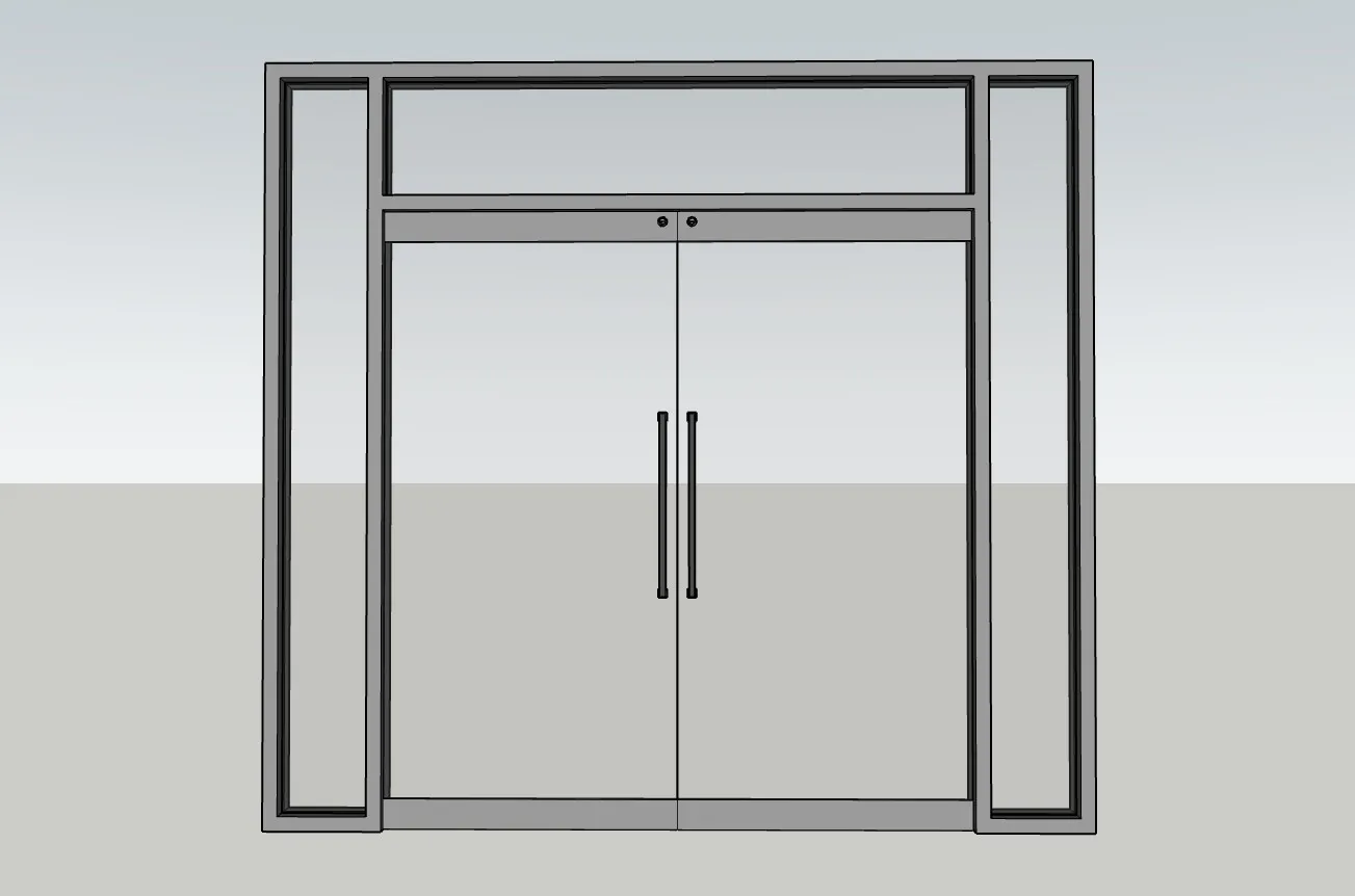 双开玻璃大门SU模型 SU模型免费下载_sketchup模型