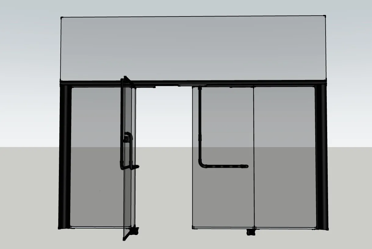 黑框双开玻璃大门SU模型 SU模型免费下载_sketchup模型